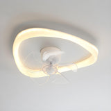 Modern White Triangular Flush Ceiling Fan with Light Image - 7