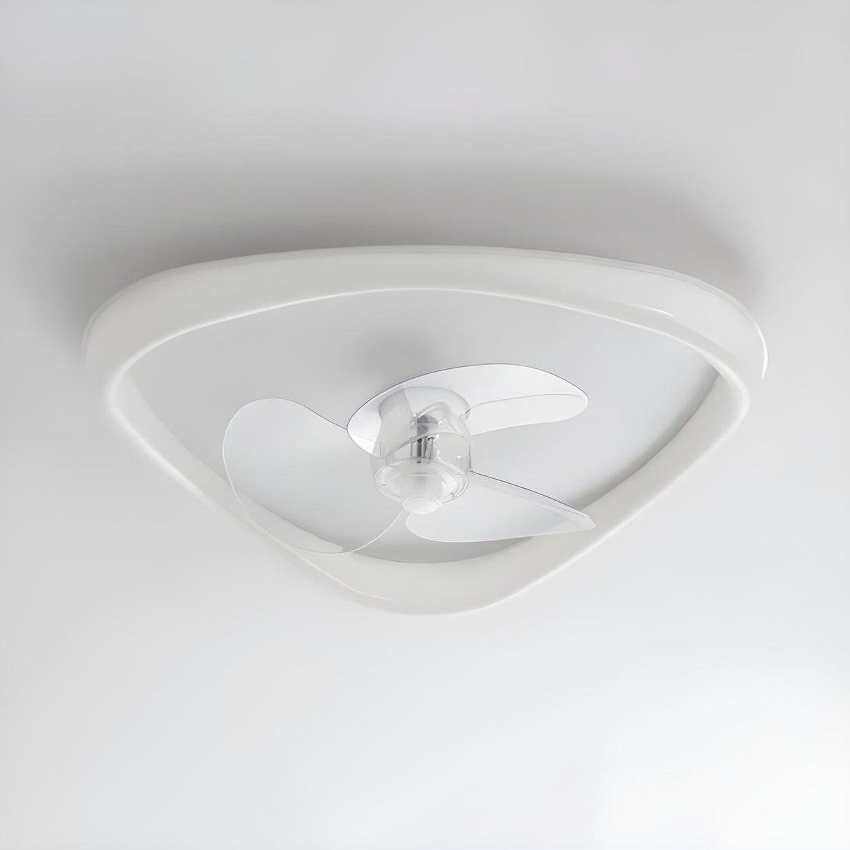 Modern White Triangular Flush Ceiling Fan with Light Image - 8