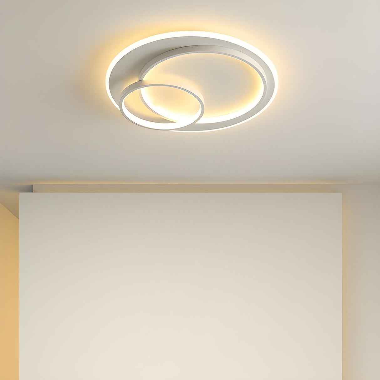 Modern White Triple Circle LED Flush Mount Ceiling Lamp Image - 1