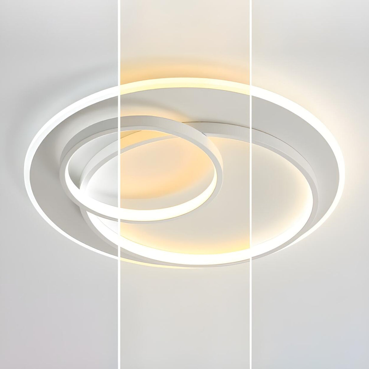 Modern White Triple Circle LED Flush Mount Ceiling Lamp Image - 7