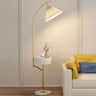 Modern White Umbrella Floor Lamp with Side Table Image - 3