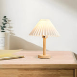 Modern White Umbrella-Shaped Wooden Bedside Table Lamp Image - 13