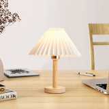 Modern White Umbrella-Shaped Wooden Bedside Table Lamp Image - 2