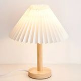 Modern White Umbrella-Shaped Wooden Bedside Table Lamp Image - 7