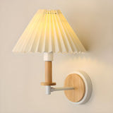 Modern White Wood and Fabric Wall Sconce Image - 11