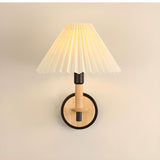 Modern White Wood and Fabric Wall Sconce Image - 12