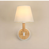 Modern White Wood and Fabric Wall Sconce Image - 13