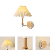 Modern White Wood and Fabric Wall Sconce Image - 15