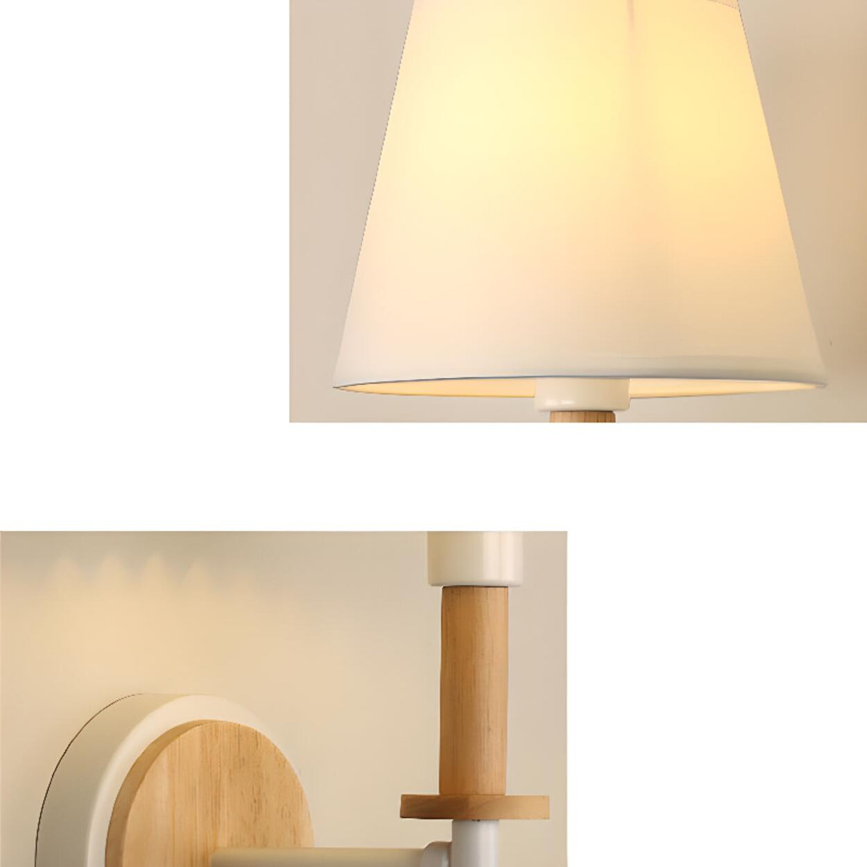 Modern White Wood and Fabric Wall Sconce Image - 16