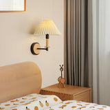 Modern White Wood and Fabric Wall Sconce Image - 3