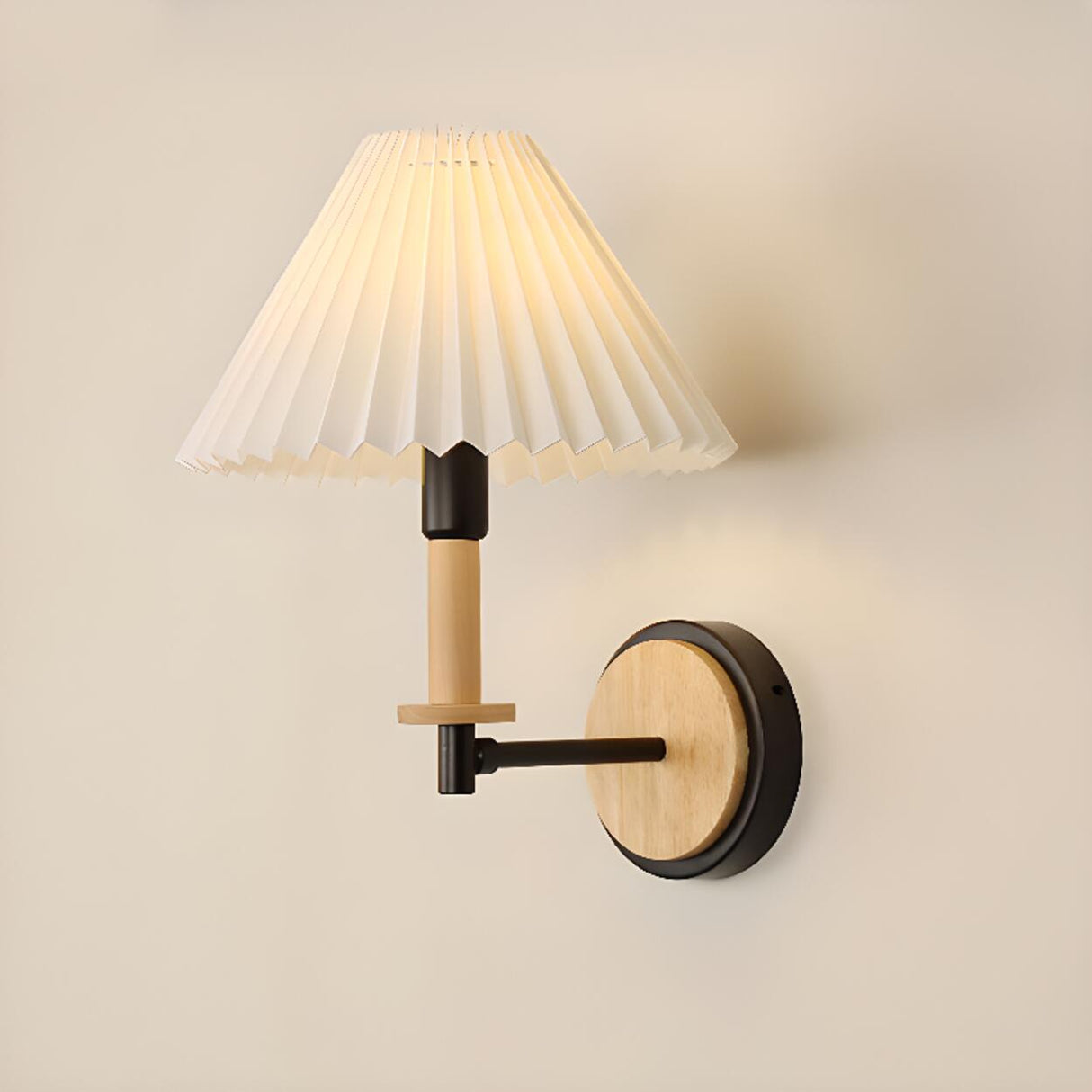 Modern White Wood and Fabric Wall Sconce Image - 6