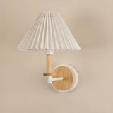 Modern White Wood and Fabric Wall Sconce Image - 7