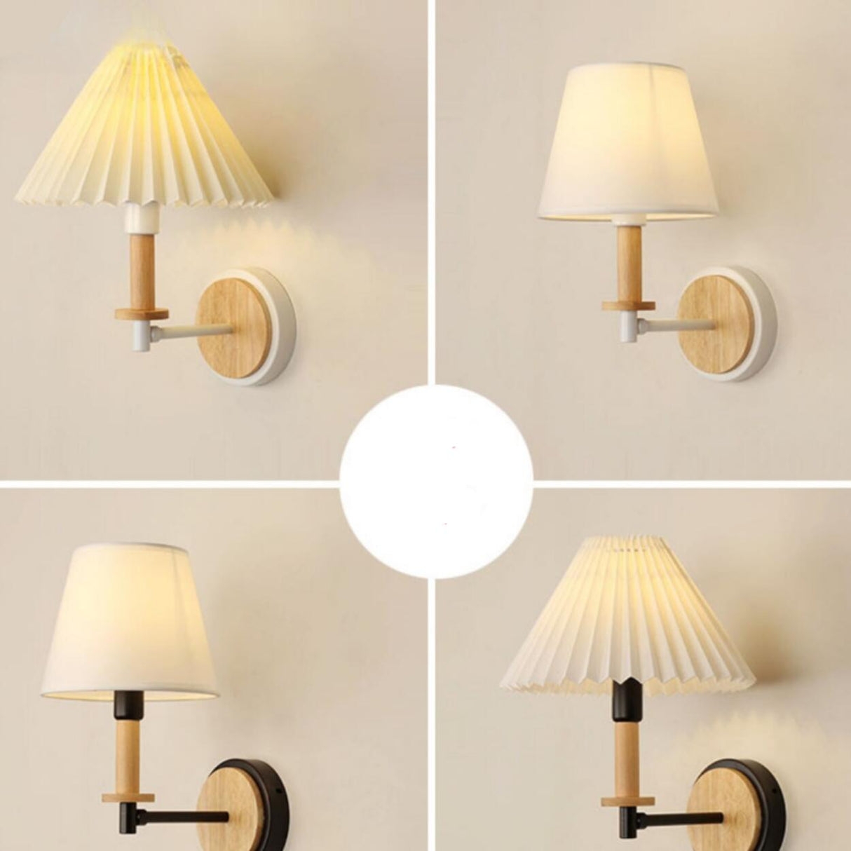 Modern White Wood and Fabric Wall Sconce Image - 8