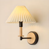 Modern White Wood and Fabric Wall Sconce Image - 9