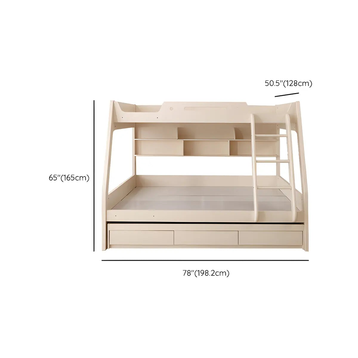 Modern White Wood Bunk Bed with Mattress and Drawers Image - 20