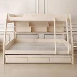 Modern White Wood Bunk Bed with Mattress and Drawers Image - 6