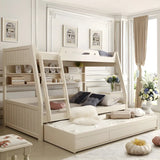 Modern White Wood Bunk Bed with Mattress and Drawers Image - 7