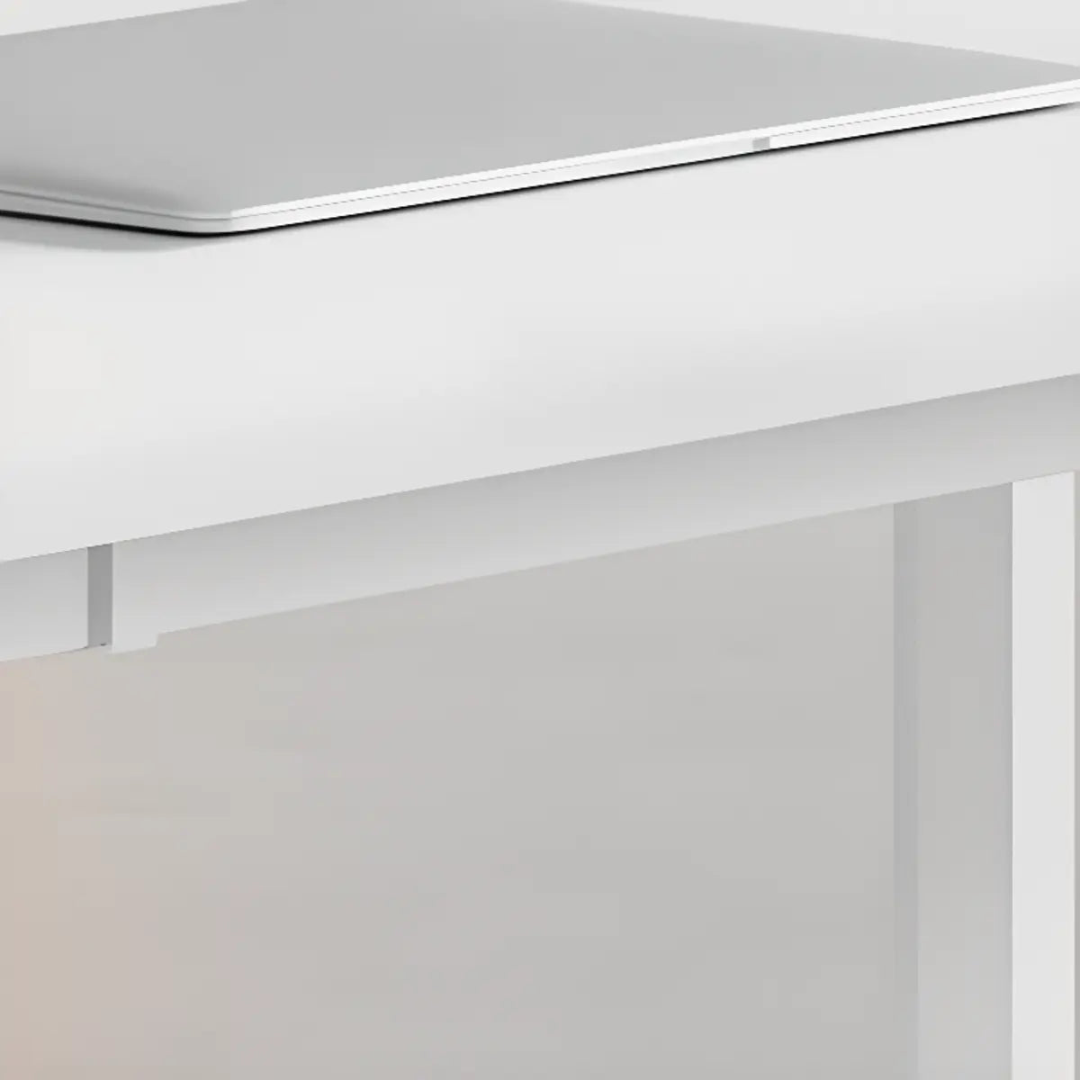 Modern White Wood Exterior Shelf Rectangle Writing Desk Image - 10