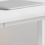 Modern White Wood Exterior Shelf Rectangle Writing Desk Image - 10