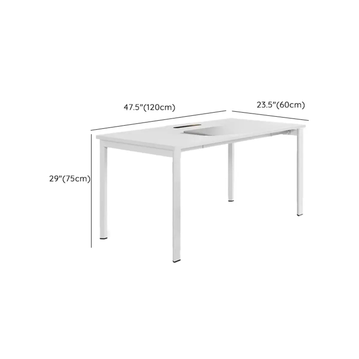 Modern White Wood Exterior Shelf Rectangle Writing Desk 