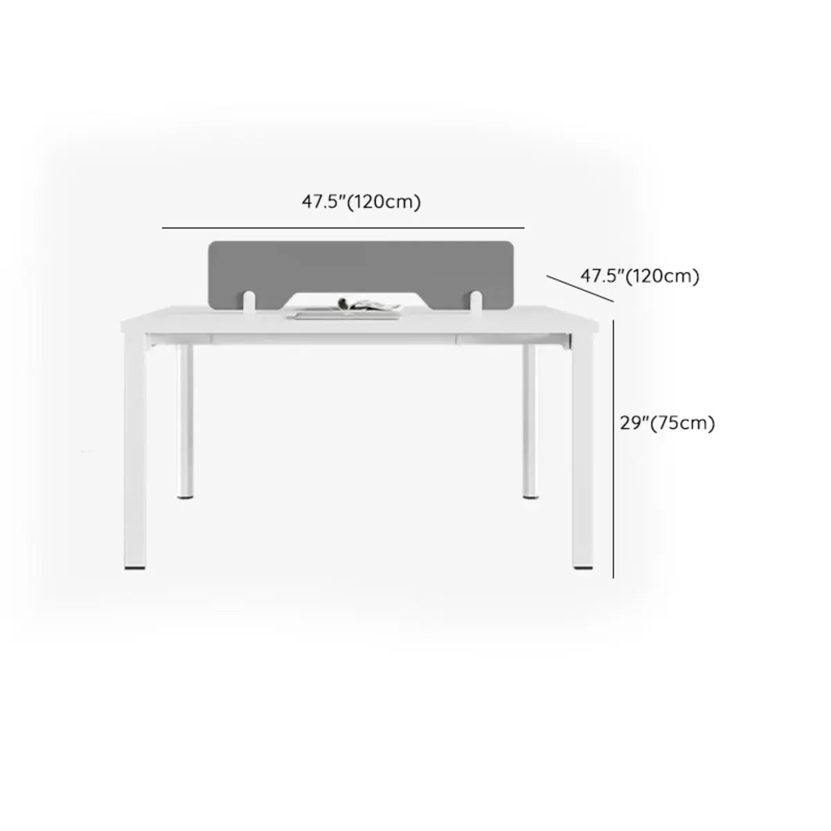 Modern White Wood Exterior Shelf Rectangle Writing Desk Image - 16