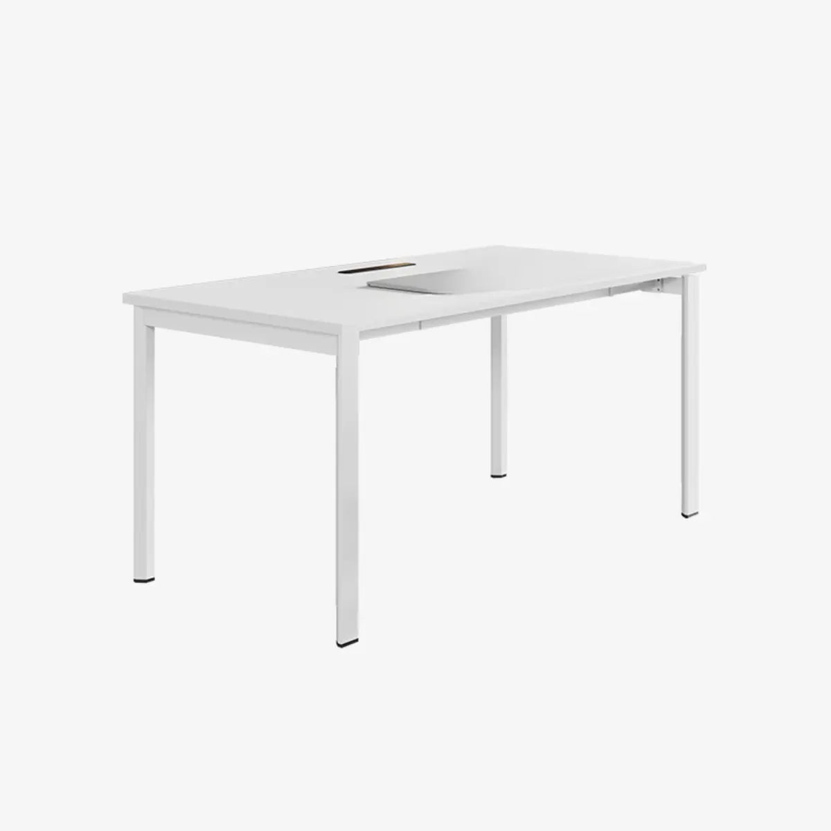 Modern White Wood Exterior Shelf Rectangle Writing Desk Image - 2