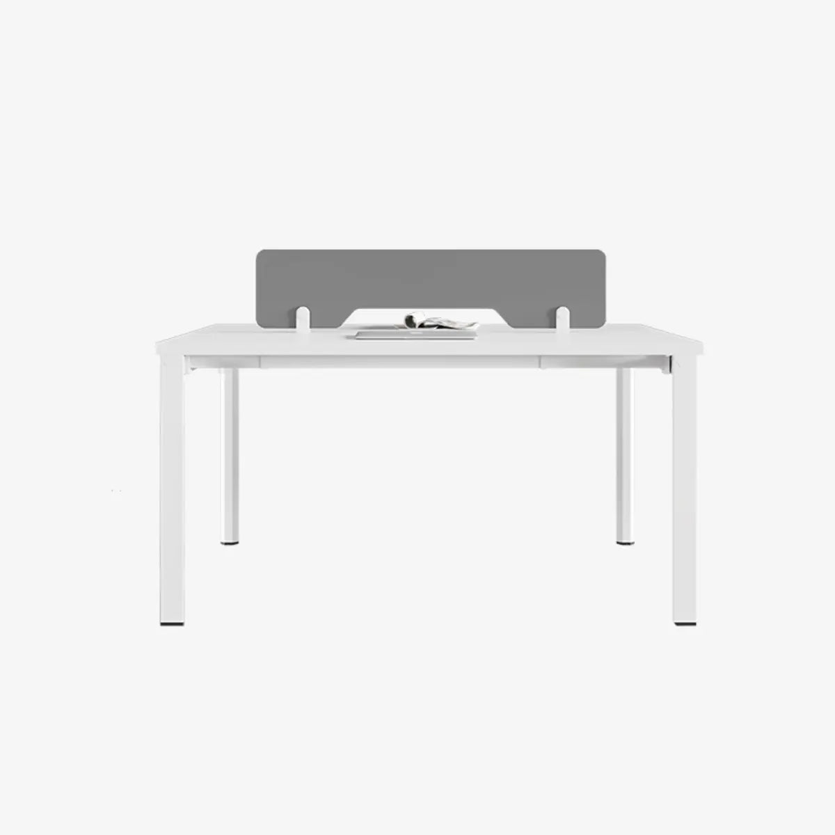 Modern White Wood Exterior Shelf Rectangle Writing Desk Image - 3