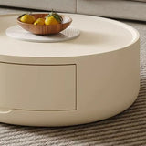 Modern White Wood Round Drawer Drum Nested Coffee Table Image - 8