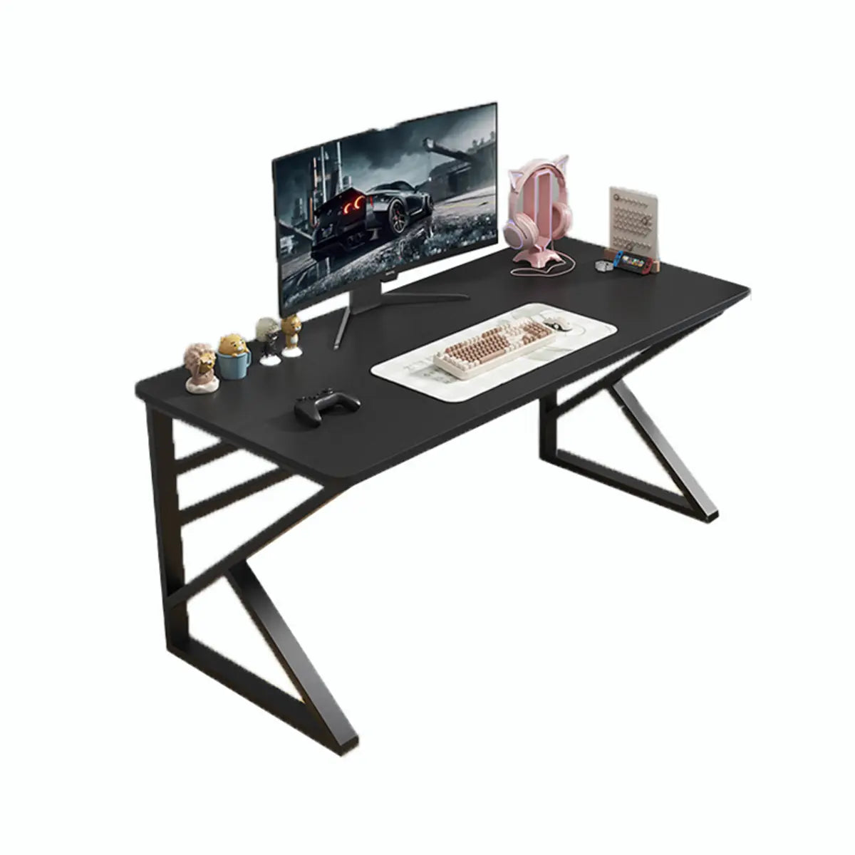 Modern White Wood Standard Width Sled Writing Desk Image - 10