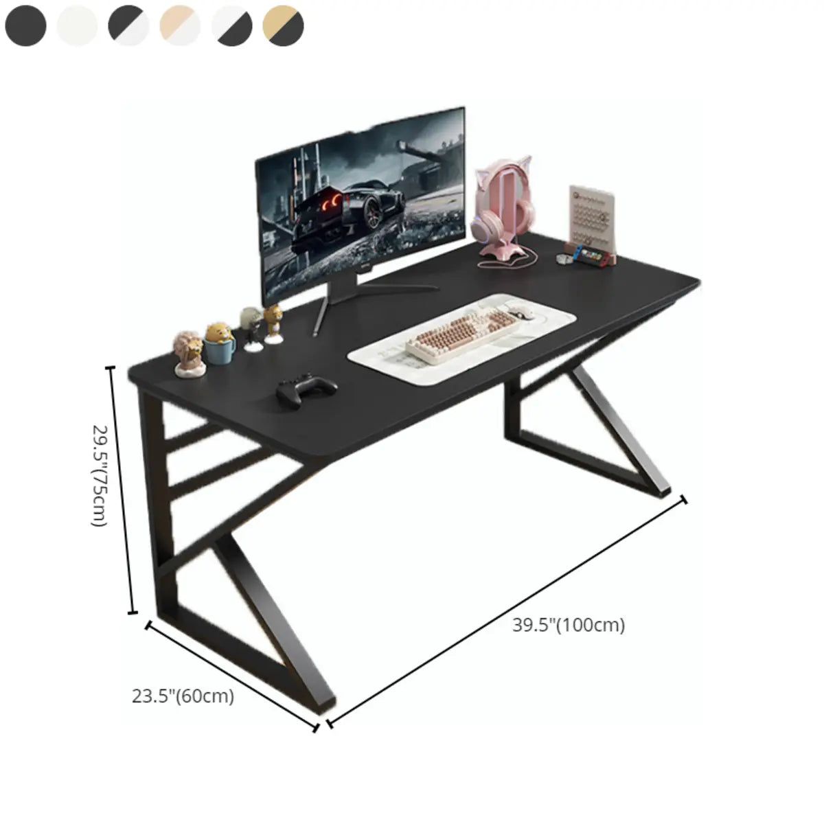 Modern White Wood Standard Width Sled Writing Desk 