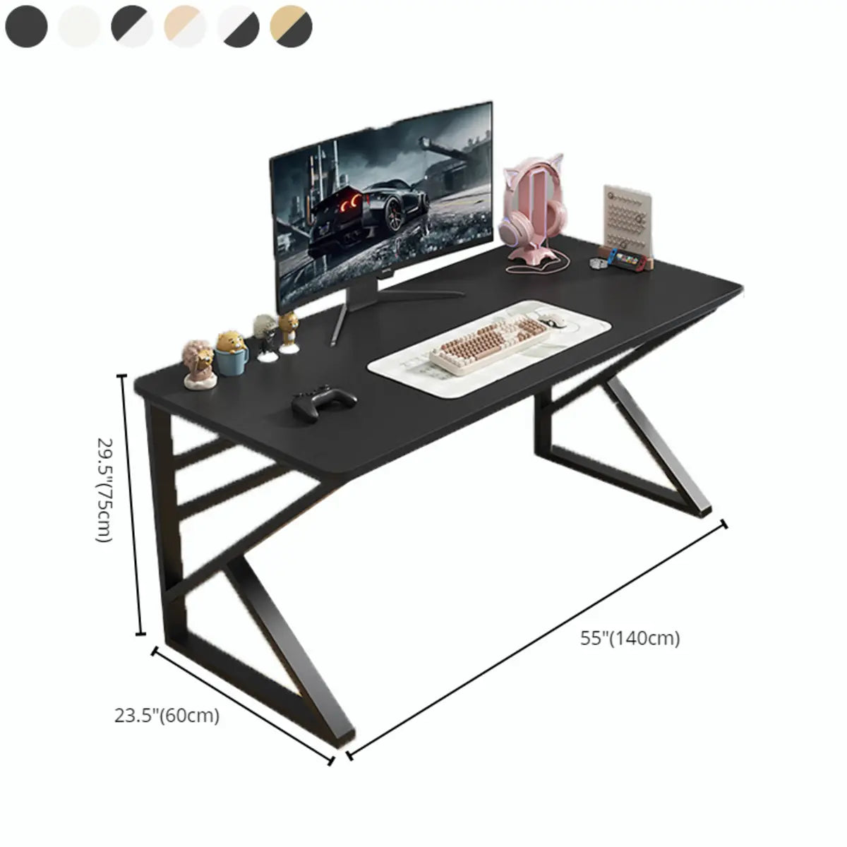 Modern White Wood Standard Width Sled Writing Desk Image - 14