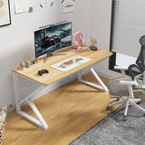 Modern White Wood Standard Width Sled Writing Desk Image - 5