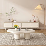 Modern White Wooden Free Form Single Coffee Table Image - 1