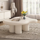 Modern White Wooden Free Form Single Coffee Table Image - 2