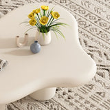 Modern White Wooden Free Form Single Coffee Table Image - 6