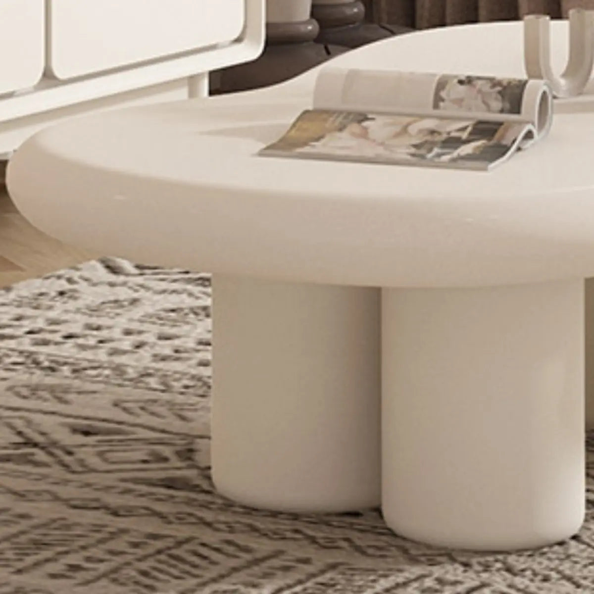 Modern White Wooden Free Form Single Coffee Table Image - 7