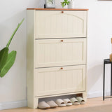 Modern White Wooden Wall-Mounted Shoe Cabinet Image - 2