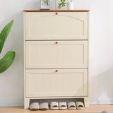 Modern White Wooden Wall-Mounted Shoe Cabinet Image - 4