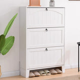 Modern White Wooden Wall-Mounted Shoe Cabinet Image - 5