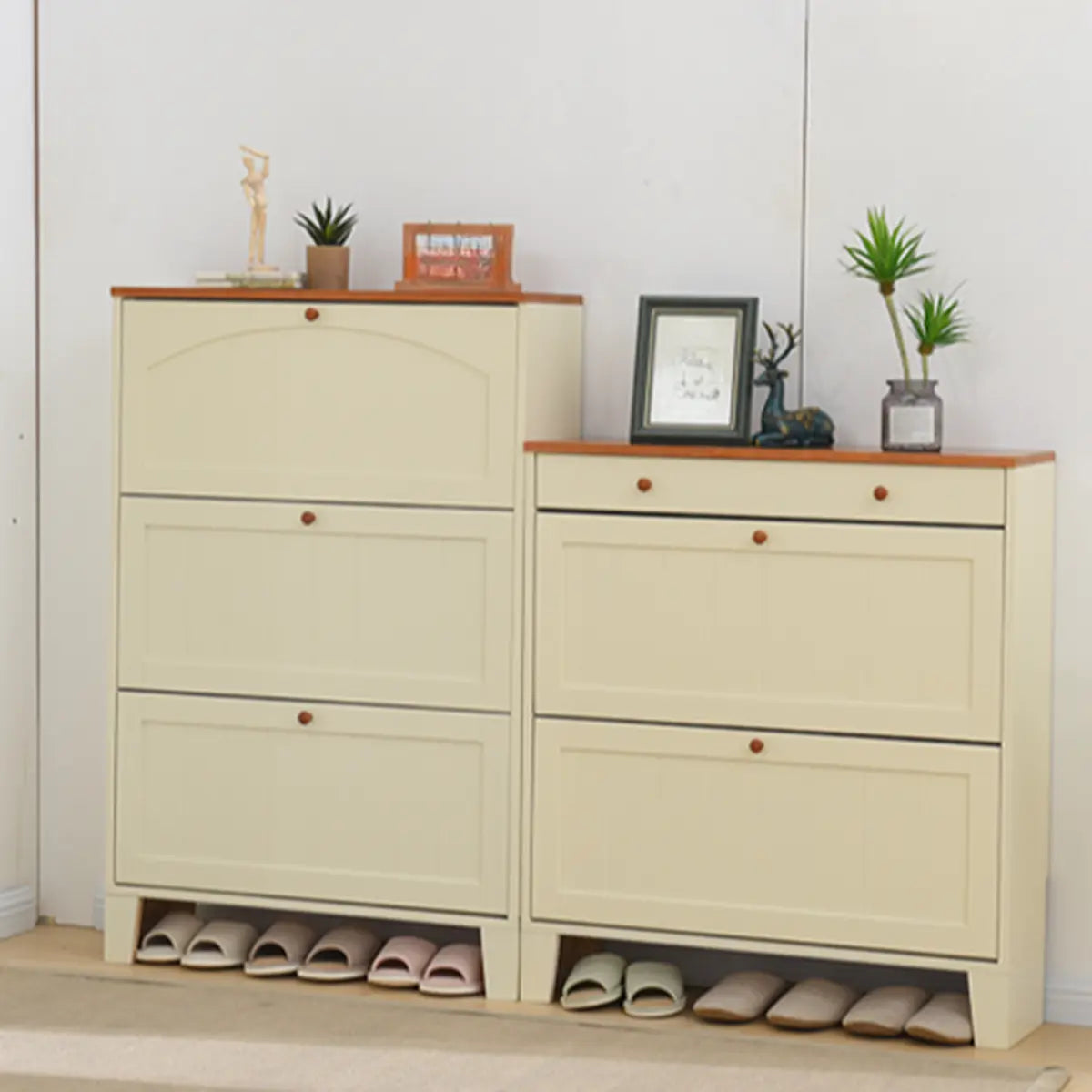 Modern White Wooden Wall-Mounted Shoe Cabinet Image - 8