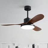 Modern Wood 3 Blade Standard Ceiling Fan with LED Light Image - 1