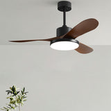 Modern Wood 3 Blade Standard Ceiling Fan with LED Light Image - 14