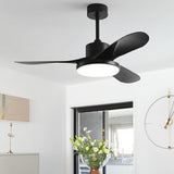 Modern Wood 3 Blade Standard Ceiling Fan with LED Light Image - 15