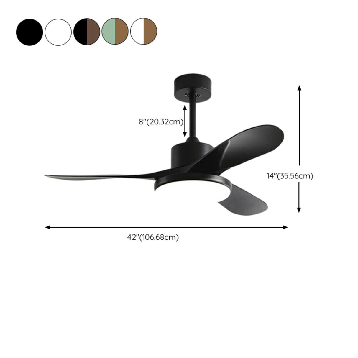 Modern Wood 3 Blade Standard Ceiling Fan with LED Light 