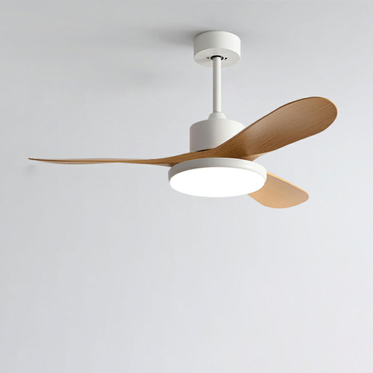 Modern Wood 3 Blade Standard Ceiling Fan with LED Light Image - 7