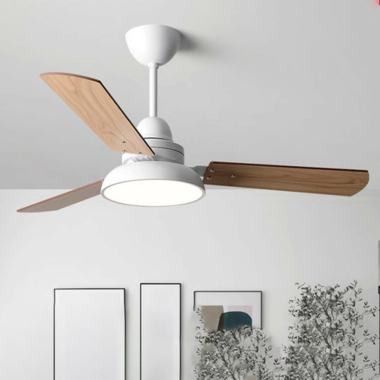 Modern Wood 3 Blades Standard Remote Ceiling Fan Light Image - 1