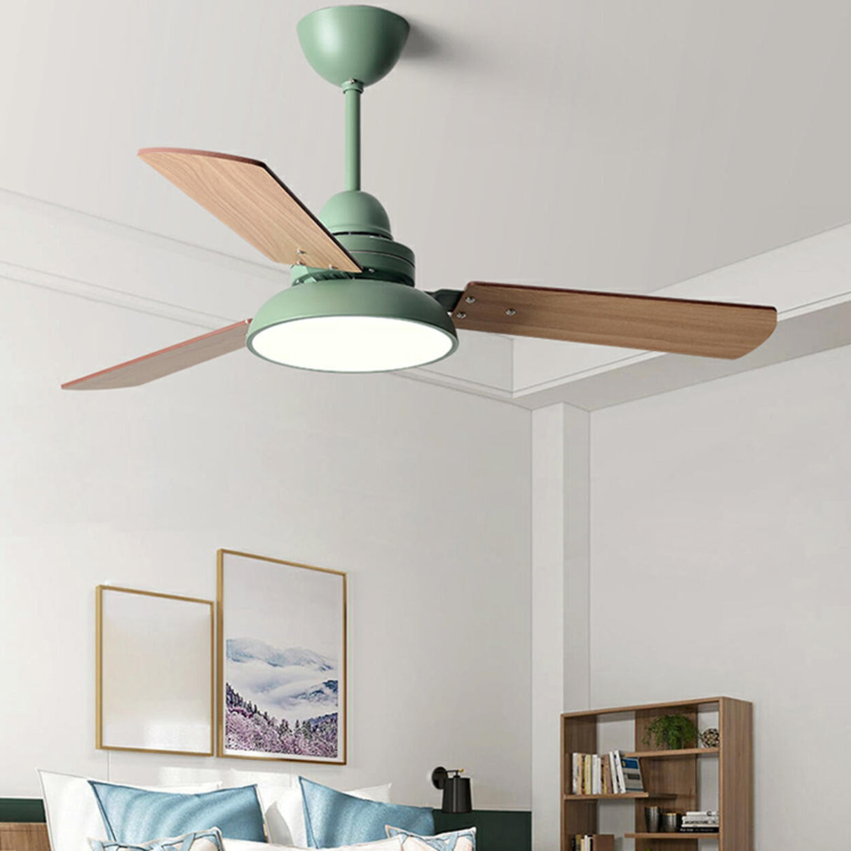 Modern Wood 3 Blades Standard Remote Ceiling Fan Light Image - 18