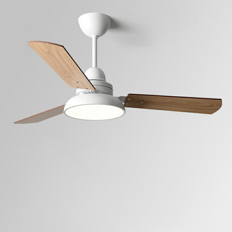 Modern Wood 3 Blades Standard Remote Ceiling Fan Light Image - 2