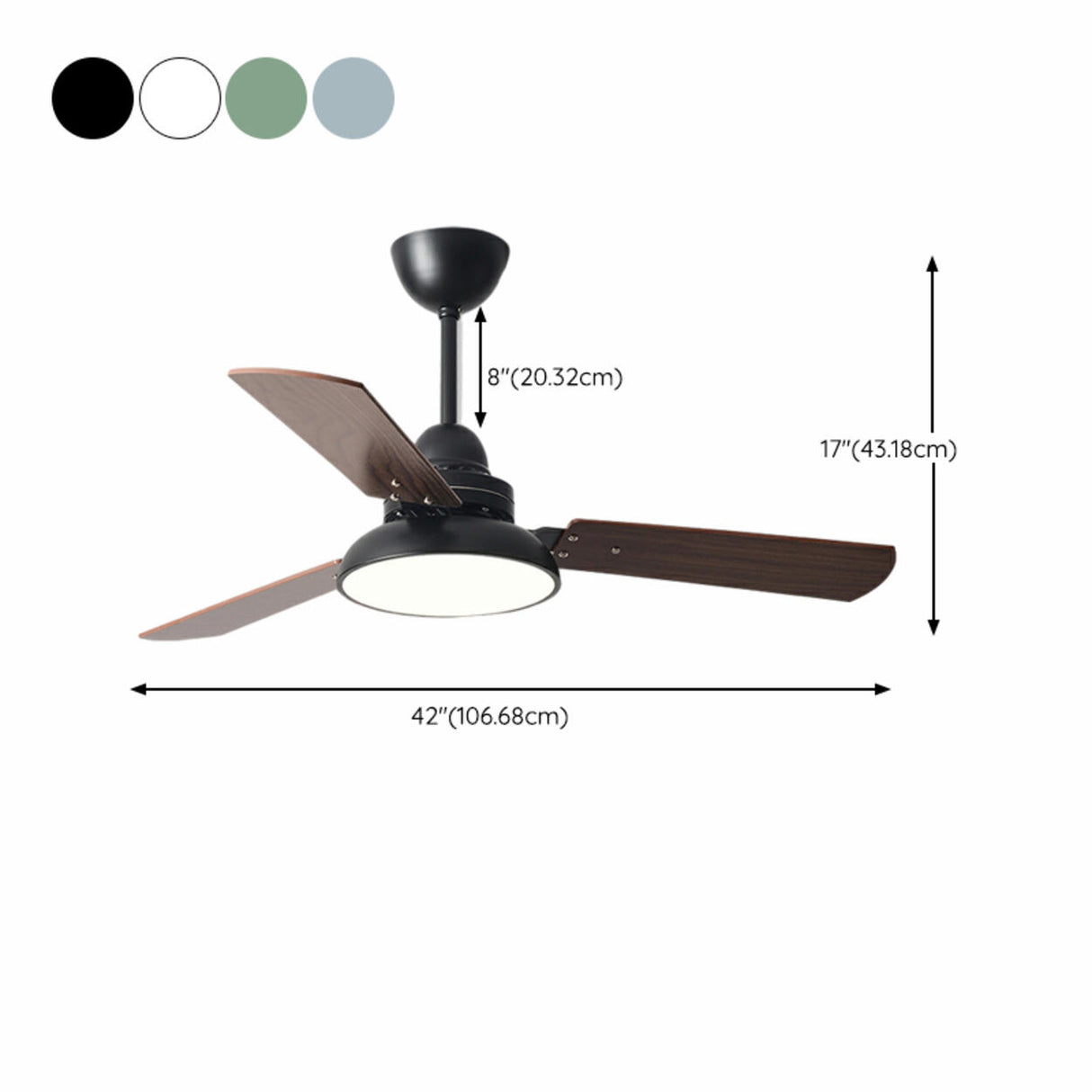 Modern Wood 3 Blades Standard Remote Ceiling Fan Light 