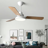 Modern Wood 3 Blades Standard Remote Ceiling Fan Light Image - 3